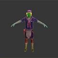 3D Character Outfit With Blue Uniform Red Scarf White Hat Belt Short Pants Socks And Shoes
