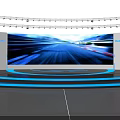 Giant Tech Modern Stage Design Featuring Large Screen Blue Lighting And Circular Platform 3d model