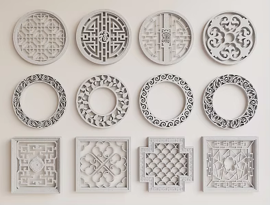New Chinese-style Flower Window 3d model