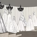 Elegant Bridal Shop In Mall Featuring Wedding Dresses Cherry Blossom Trees And Chandeliers