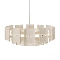 Modern Circular Chandelier With White Fabric Wave Pattern Panels And Metal Hanging Frame 3d model