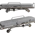 Medical Equipment Stretcher Beds with Metal Frame Gray Mattress and Wheels