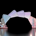 Commercial Equipment Modern Arch Structure With Colorful Lighting Decorative Trees And Spherical Lights