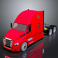 Sleek Red Semi Truck Cab With Black Trailer And Reflective Surface Design Details