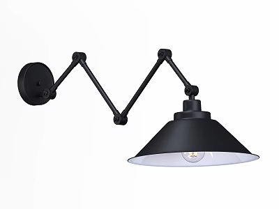 Black Adjustable Modern Wall Sconce With Articulating Arm And Conical Shade 3d model