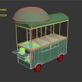 Green Mobile Food Cart With Transparent Windows And Street Food Setup