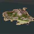 Scenic Island Landscape With Blue Water Green Vegetation Gray Mountains And White Sandy Beaches