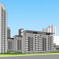 Modern High Rise And Low Rise Residential Buildings With Greenery And Blue Sky