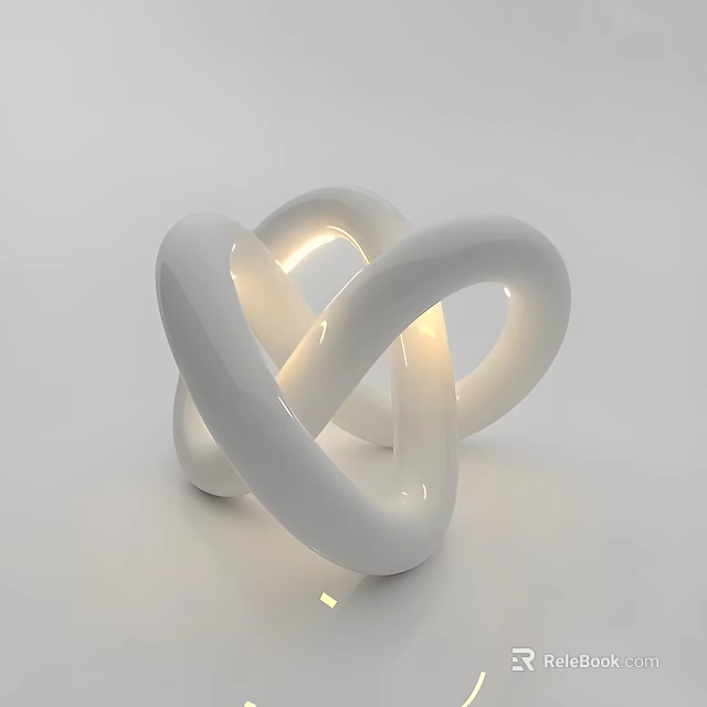 Modern White Table Lamp With Intertwined Loops And Soft Glowing Light 3d model 
