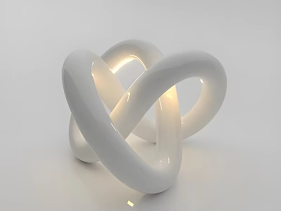 Modern White Table Lamp With Intertwined Loops And Soft Glowing Light 3d model