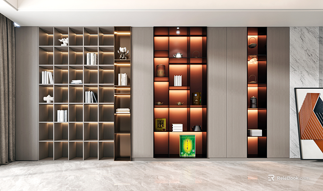 Modern Bookcase Decorative Cabinet Tea Cabinet texture