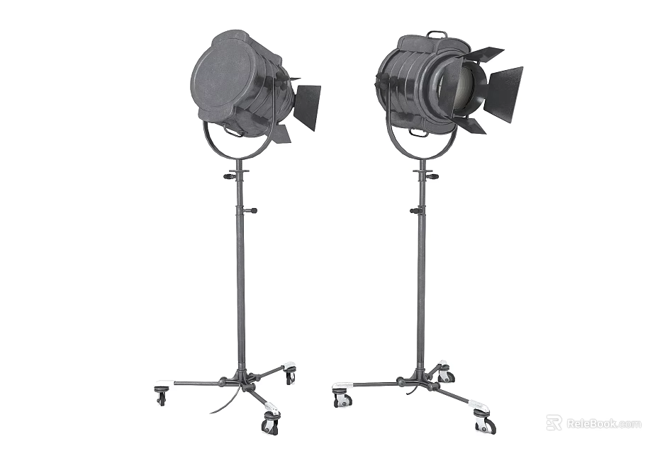 Downlights And Spotlights With Adjustable Stands And Rolling Wheels For Studio Use 3d model 