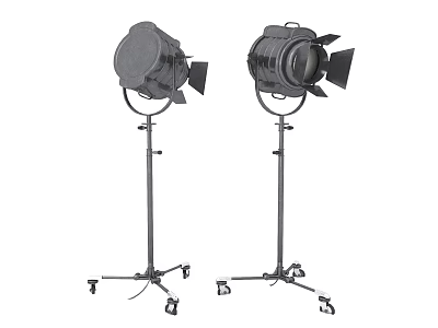 Downlights And Spotlights With Adjustable Stands And Rolling Wheels For Studio Use 3d model