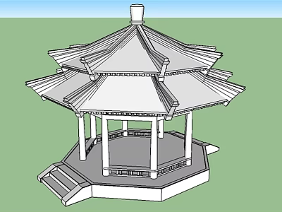 Traditional Chinese Pavilion With Multi tiered Roof Pillars And Stone Steps 3d model
