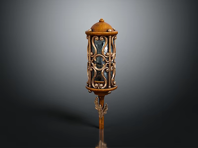 Vintage Light Fixture with Intricate Metal Carvings Ornate Dome Top and Decorative Base Stand 3d model