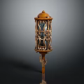 Vintage Light Fixture with Intricate Metal Carvings Ornate Dome Top and Decorative Base Stand