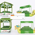 Commercial Display Equipment Green Multi tiered Stands With Dragon Boat Elements For Displaying Products
