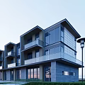 Modern Townhouse Exterior Design With Glass Facade Metal Accents Balconies And Greenery