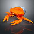 Orange Aquatic Crab Featuring Silver Shell Part In 3D Rendered Dark Background With Reflection 3d model