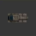 Futuristic Sci Fi Armored Vehicle With Metallic Exterior Blue Windows Multiple Wheels And Roof Mounted Equipment