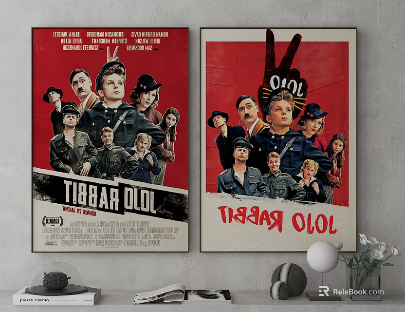 Vintage Character Posters With Uniformed Figures Red Background And Peace Sign 3d model 