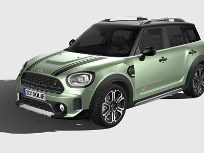 Stylish Green Mini SUV With Black Stripes Black Roof And Alloy Wheels Design 3d model