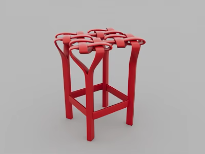 Stylish Red Single Chair Featuring Modern Crossed Structural Frame Design 3d model