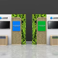Resort Town Exhibition Booth With Wooden Panels Green Plants And Screen