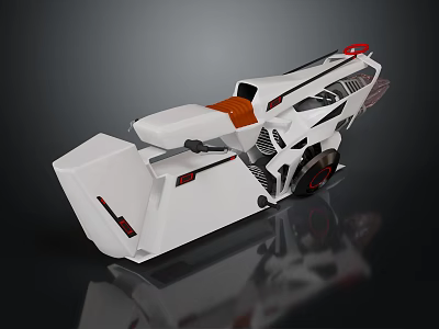 Futuristic Sleek White Vehicle With Red Accents And Single Seat Design 3d model