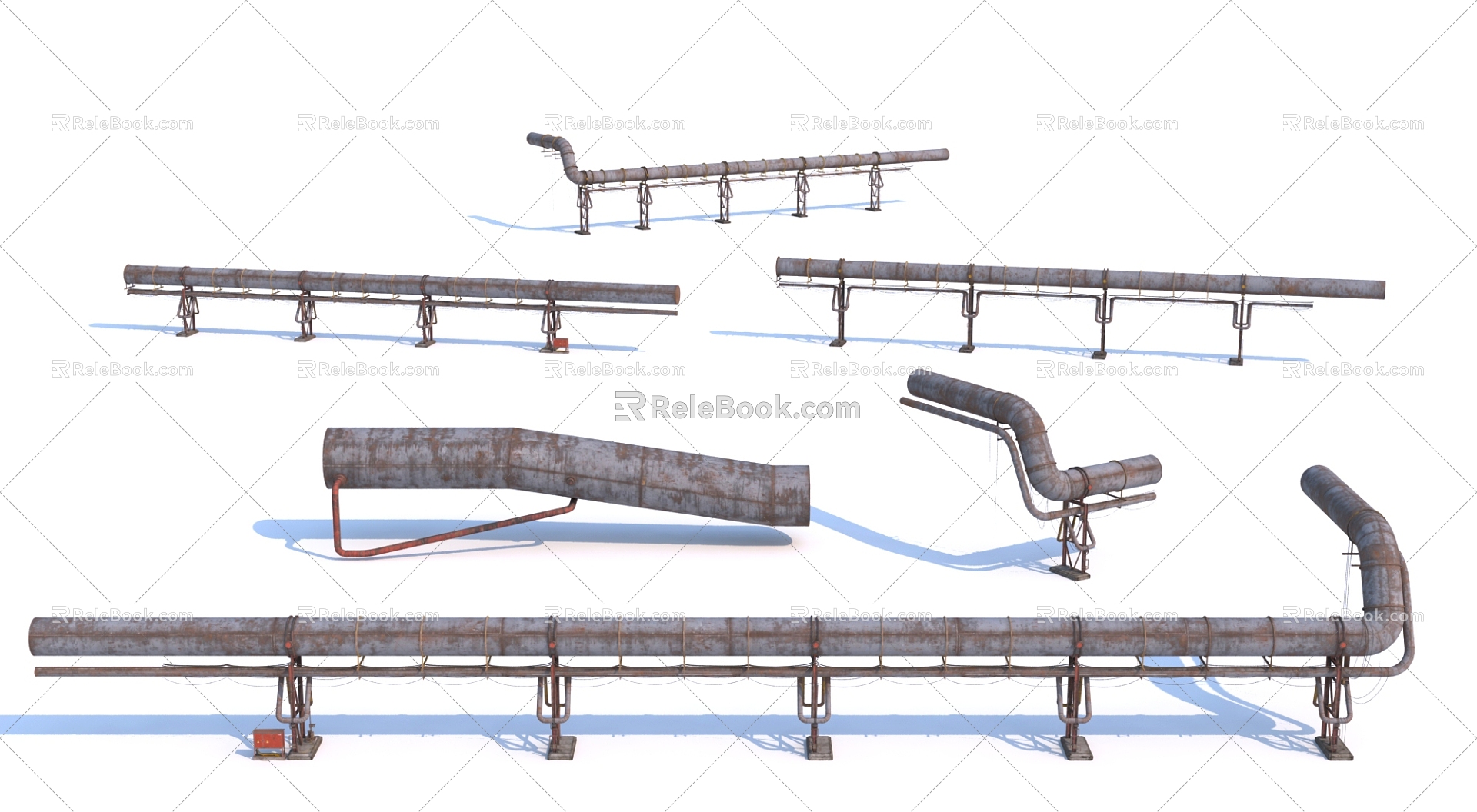 Modern Industrial Pipeline Steel Pipeline Sewage Fee Water Pipeline Industrial Chemical Equipment Steel Plant Equipment Cement Plant Pipeline Equipment 3d model