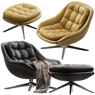 Modern Leisure Chair Combination Realistic Chair Office Chair Sofa Chair Leisure Chair Single Chair Armchair Simple Blanket 3d model
