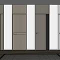 Modern Interior Design With Gray And White Swing Doors On Wooden Floor