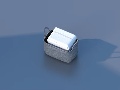 Gray Fabric Storage Box With Handle For Storing White Tissues In Household Supplies 3d model