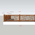 Wooden Railing With Geometric Patterns Detailed Design And Size Specifications 3d model
