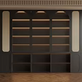 Elegant Modern Bookcase Design With Open Shelves LED Lighting And Perforated Panels