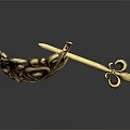Vintage Golden Key Shaped Jewelry With Intricate Scroll Patterns And Floral Accents