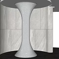 Modern White Speckled Column Design With Grey Marble Walls And Dark Floor