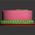 Pink Birthday Cake With Green Frosting Border And Happy Birthday Text