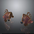 Elegant Earrings Design With Gold Frame Pink Accent And Blue Gemstone