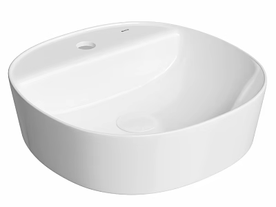 White Round Above Counter Ceramic Wash Basin With Smooth Surface 3d model