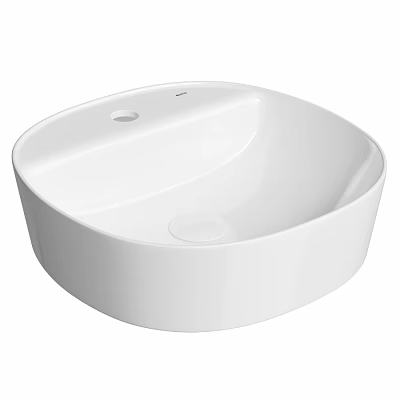 White Round Above Counter Ceramic Wash Basin With Smooth Surface 3d model