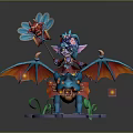 Commercial Display Device Featuring 3D Character Model With Wings And Glowing Effects 3d model
