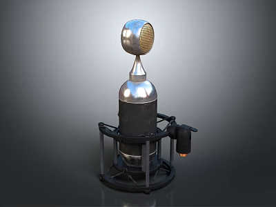 Vintage Silver And Black Speaker With Metallic Finish And Stable Base Stand 3d model