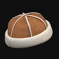 Elegant Brown Suede Hat With White Decorative Strap And Soft White Brim Design 3d model