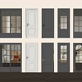 Various Hinged Doors with Different Colors Glass Panels and Arched Window Styles