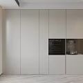 Modern Minimalist Kitchen Sideboard With White Cabinets Built In Oven And Coffee Machine 3d model