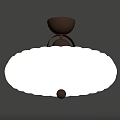 Modern Ceiling Pendant Light With White Ribbed Lampshade And Brown Base 3d model