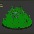 Game Character Mechanical Creature with Lush Greenery Mossy Rocks and Jungle Elements