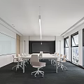 Modern Conference Room Interior With White Long Table White Chairs And Floor To Ceiling Windows