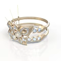 Elegant Gold Ring With Intricate Design Sparkling Gemstones And Decorative Floral Patterns